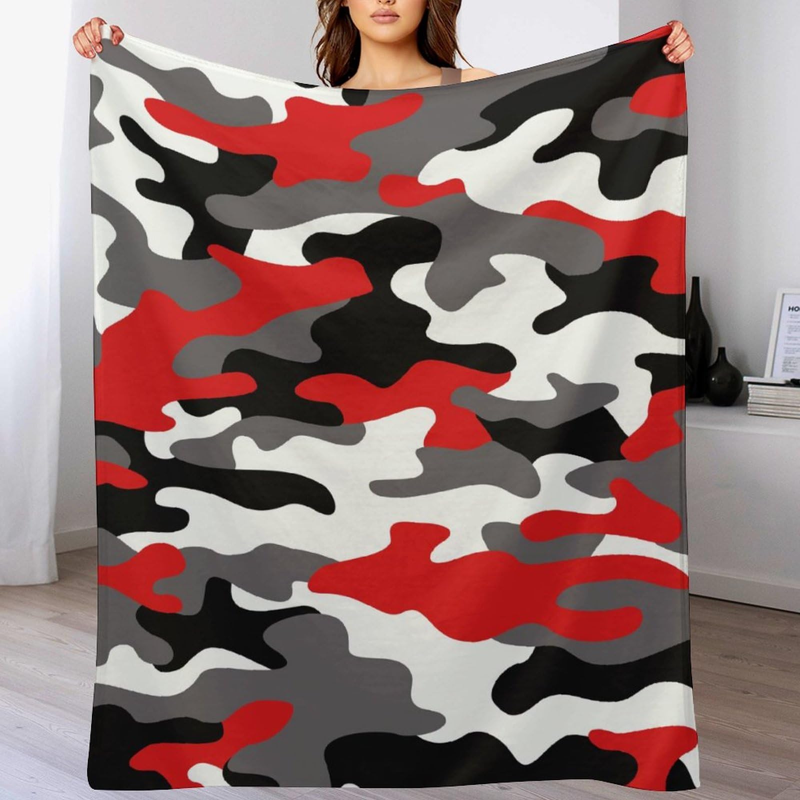 Melbrakin Color271 Military Red Camo Army Camouflage Soft Flannel Travel Blanket, Living Room Home Sofa Decoration Blanket, Dormitory Office Nap Blanket