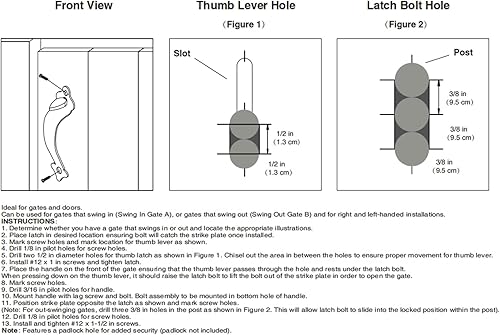 Miniatura 6 de WellMade Pestillo ornamental para puerta de pulgar y kit de manija de bloqueo automático, cerradura de puerta resistente para valla de maderavinilo,