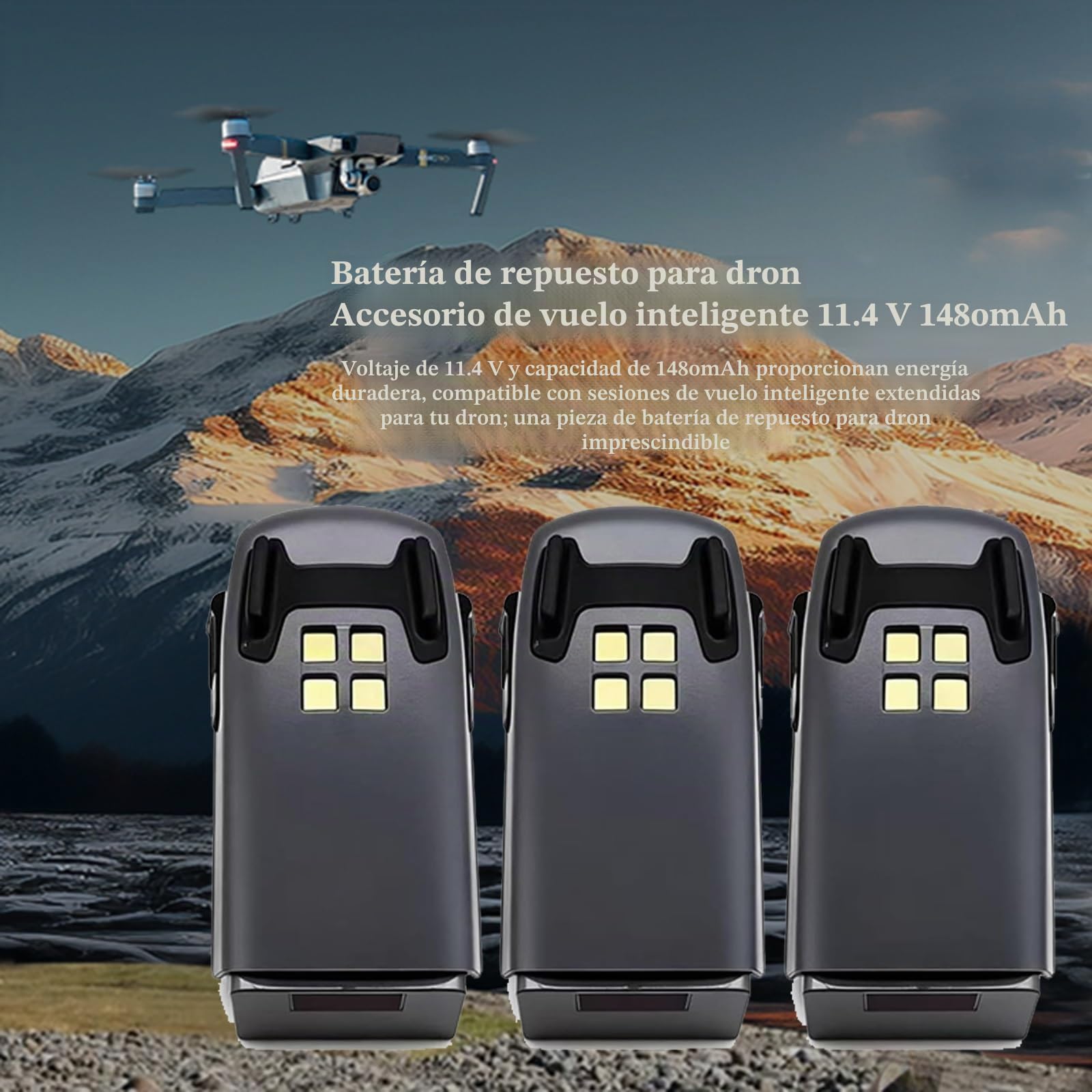 Batería de repuesto for dron de vuelo inteligente de alta capacidad de 1480 mAh/11,4 V, compatible con DJI Spark(3pcs,Activated 0 cycle)