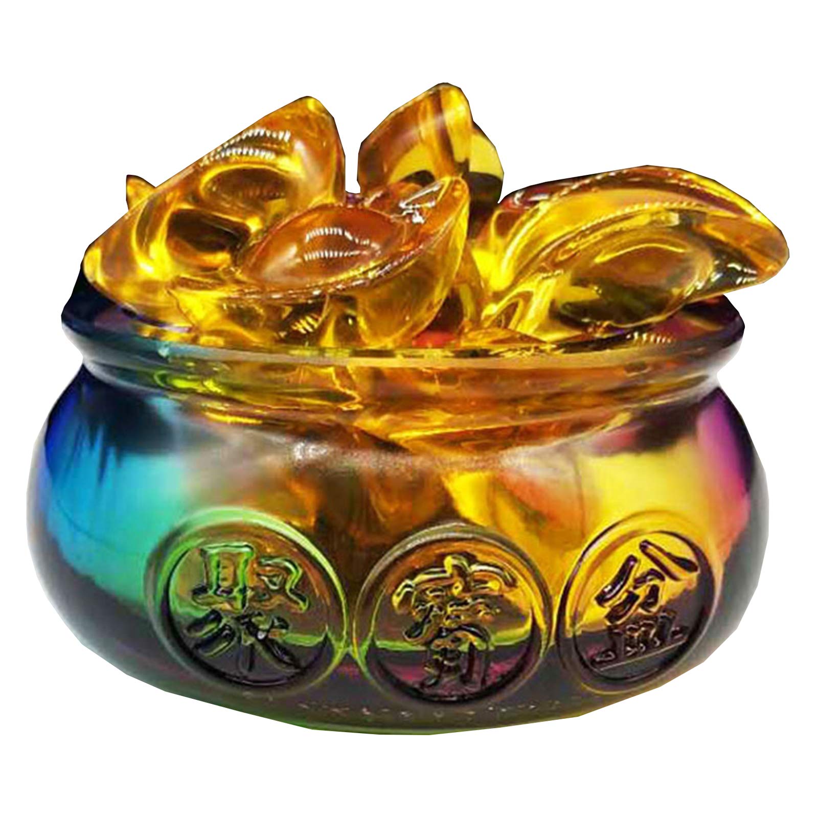 YNIYUJKL Feng Shui Ornaments Treasure Basin Crystal Statues And Figurines, Wealth Prosperity Sculptures Home Decor, Best Housewarming Congratulatory Decor,B,B-A