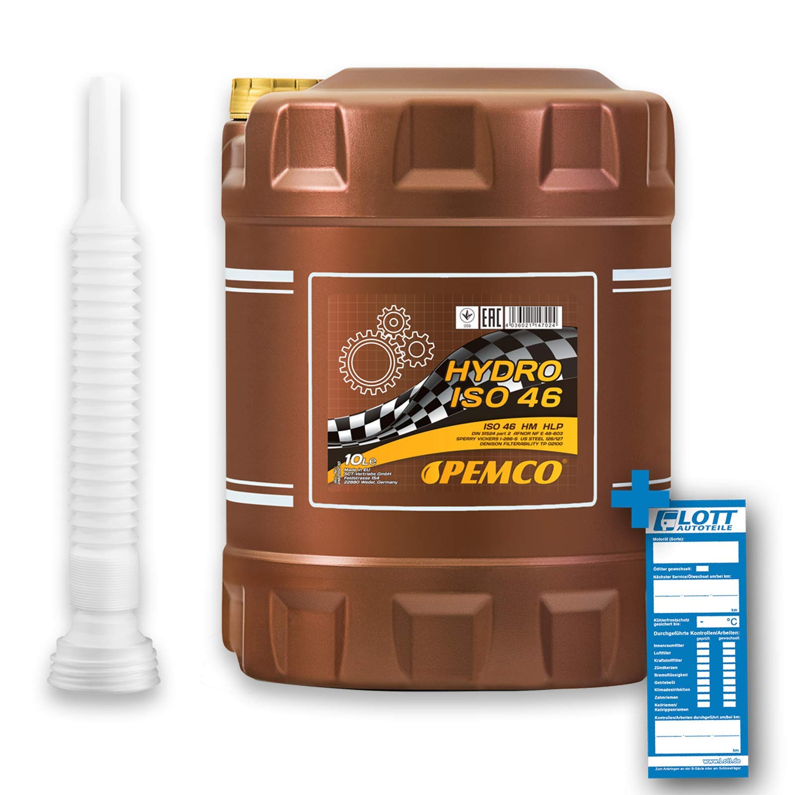 10L Pemco Hydrauliköl Hydro ISO 46 Mineralöl HLP 46 Schmieröl DIN 51424-2 Öl + Abfüllschlauch
