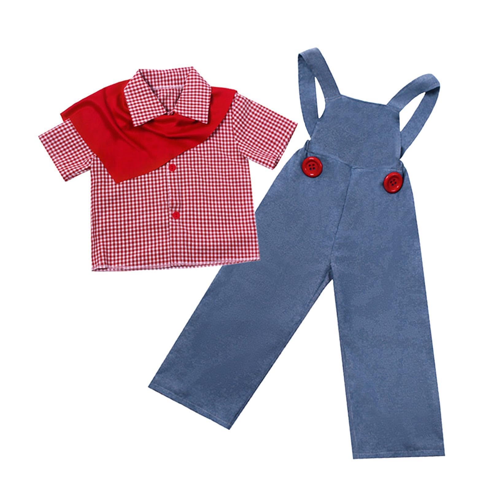 1 Completo da Bambino Costume Grembiule Camicia Sciarpa Realizzato in Poliestere Adatto per Giochi di Ruolo Halloween Feste Compleanno, M