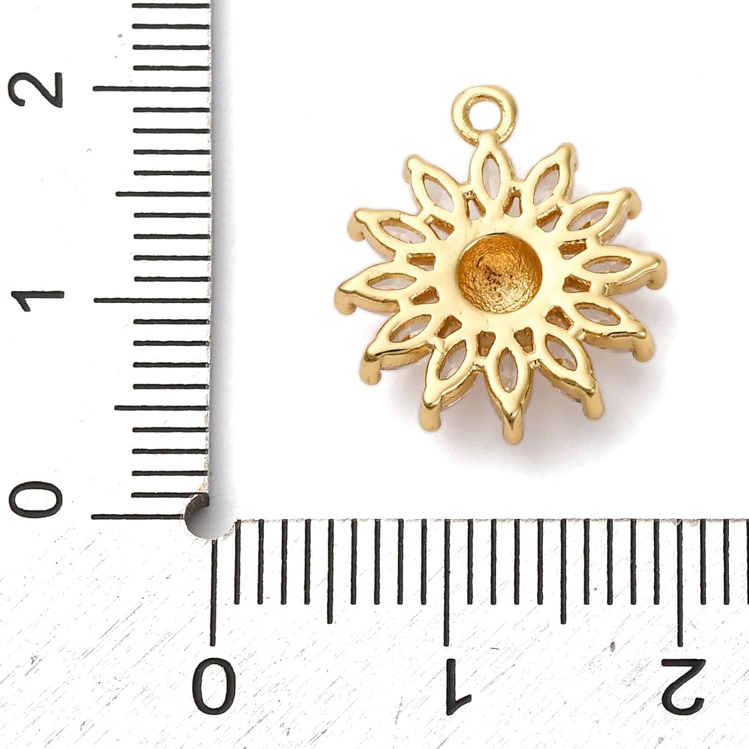 KitBeads 10Pcs 18K Gold Plated Sunflower Charms Summer Flower Brass Cubic Zirconia Floral Charms for Jewelry Making Necklaces Bracelets Earrings - Image 2