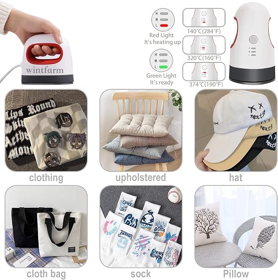 Mini Heat Press Machine, wintfarm Heat Press Machine Small Heating Transfer Press for HTV Iron-on Vinyl Projects T-Shirts Shoes Hats Pillow Crafts, Easy to Use, Red