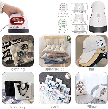 Mini Heat Press Machine, wintfarm Heat Press Machine Small Heating Transfer Press for HTV Iron-on Vinyl Projects T-Shirts Shoes Hats Pillow Crafts, Easy to Use, Red