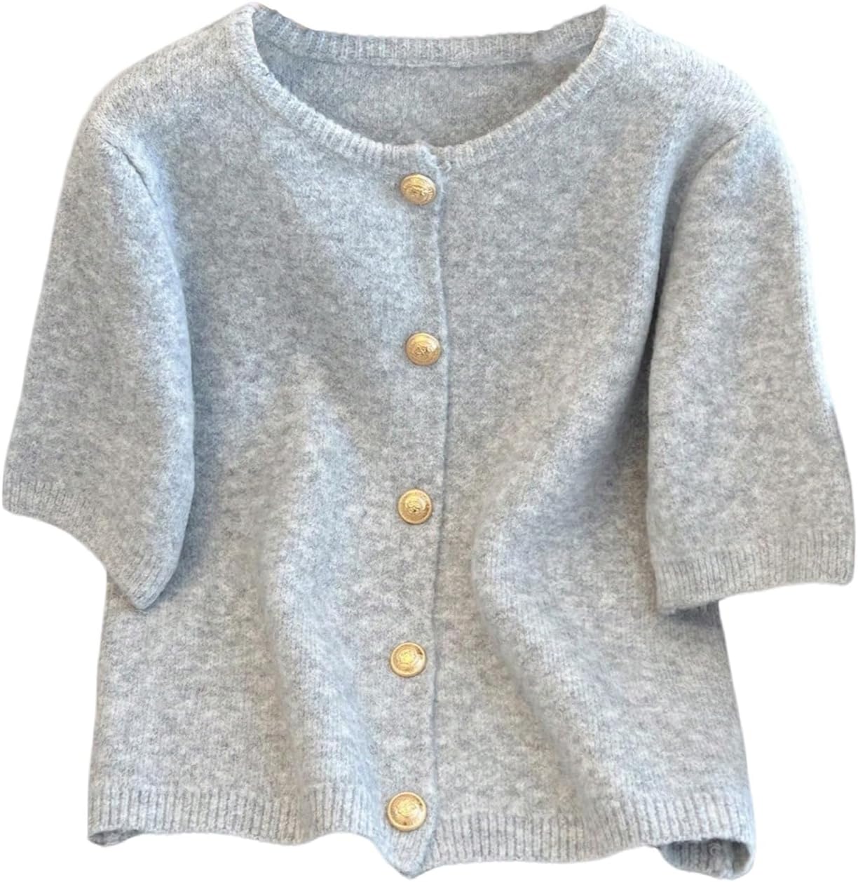 GORGLITTER Women's Short Sleeve Cardigan Sweater Trendy Fall 2025 Dressy Cute Button Up Lightweight Cable Knit Cardigan