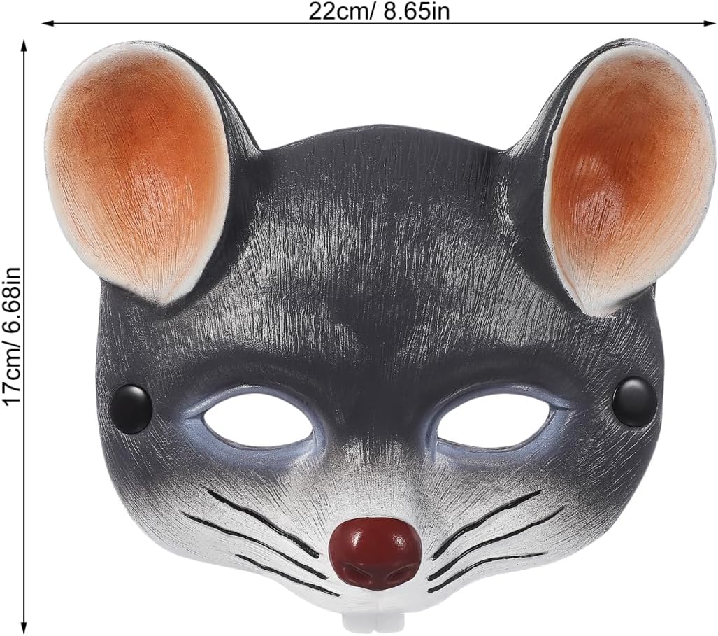 jojofuny Grey Rat Mask: 3D Scar Rat Head Mask Half Face Animal Mouse Costume for Halloween Carnival Masquerade Cosplay Party Props - Image 4