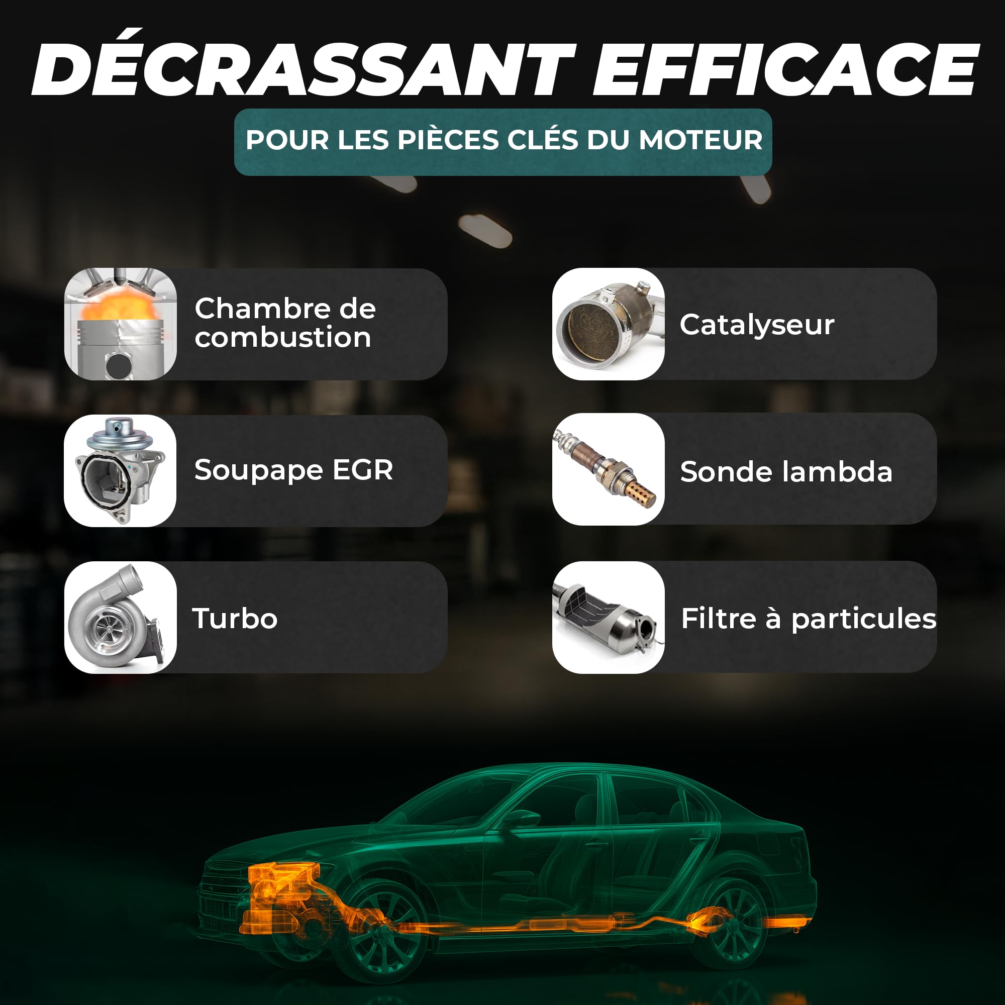 MARTIN STRAUSS Nettoyant Curatif Euro 6 en 1. Décalaminant et Décrassant Système d'échappement et de post traitement des gaz d'échappement diesel : Vanne EGR, Catalyseur, Sonde à Oxygène, Turbo, FAP