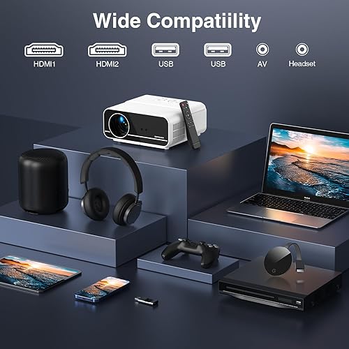 Miniatura 7 de Enfoque automáticosoporte 4K Proyector con WiFi y Bluetooth, 700ANSI Native 1080P Proyector de película al aire libre con enfoque automático4P6D