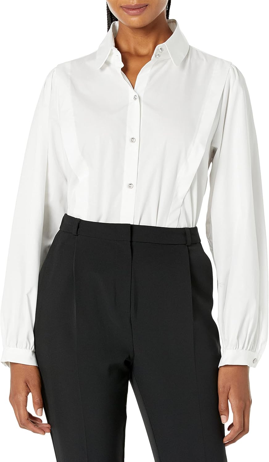 Karl Lagerfeld Womens Classic Button-Down Shirt with Puff Sleeves - Image 5