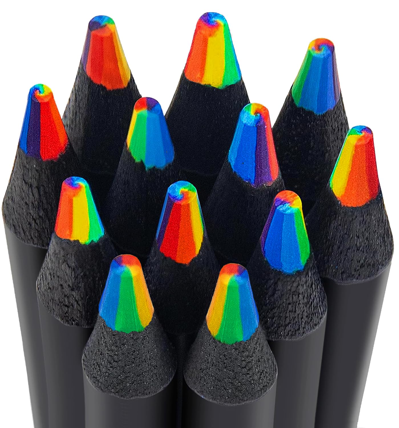 ThEast 7 in 1 Rainbow Coloured Pencils for Kids and Adults, Rainbow Colouring Pencil for School, Pre-sharpened, Multicoloured Party Fillers(48)