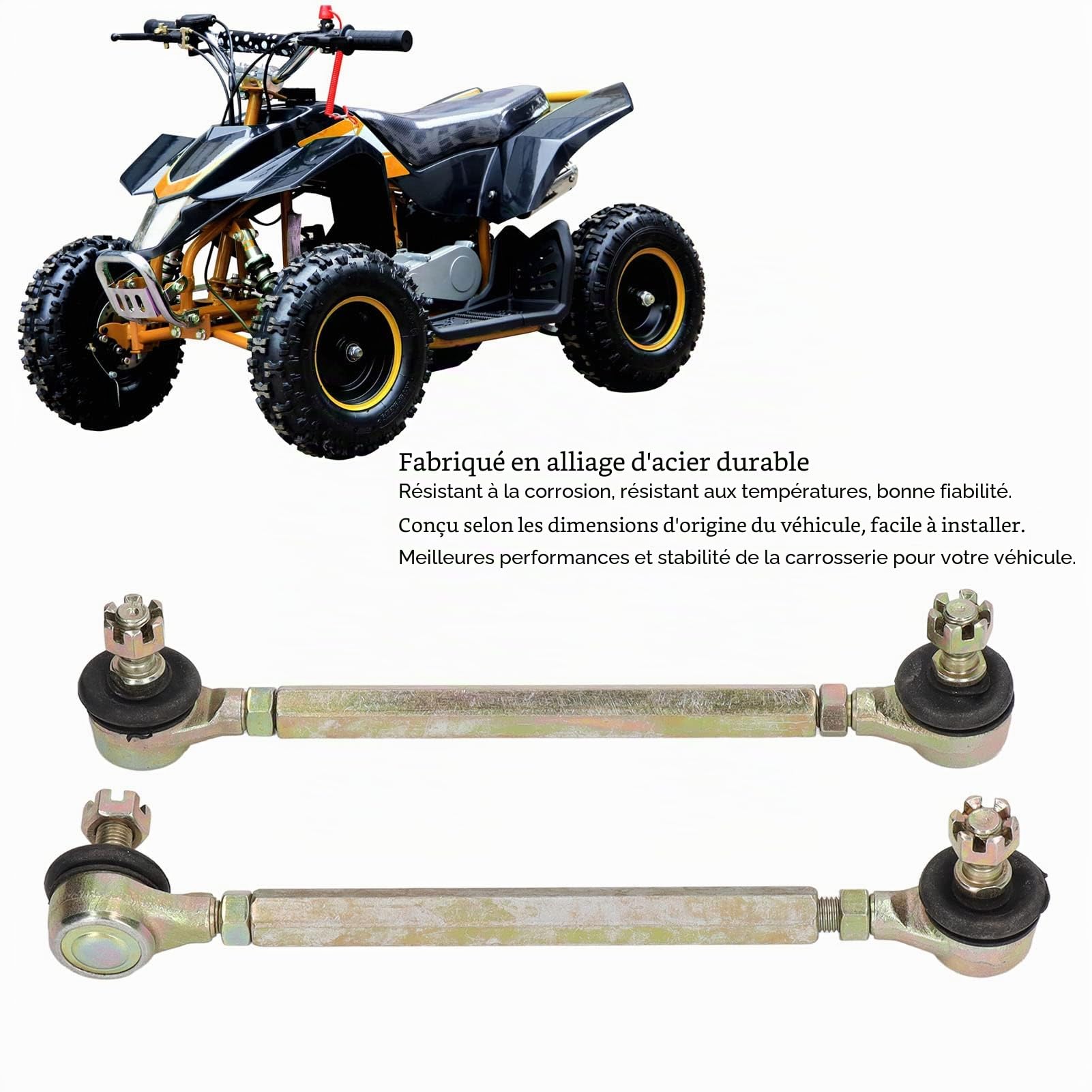 Biellette de Direction, Rotule de Suspension 150 Mm Assemblage de Biellette de Direction Filetage M10 en Alliage d'acier pour Quad 50-250 ATV Quatre Roues