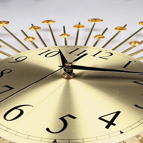 Miniatura 5 de Lafocuse Reloj de pared grande dorado de 23 pulgadas para decoración de sala de estar, moderno reloj de pared decorativo con detalles de cristal