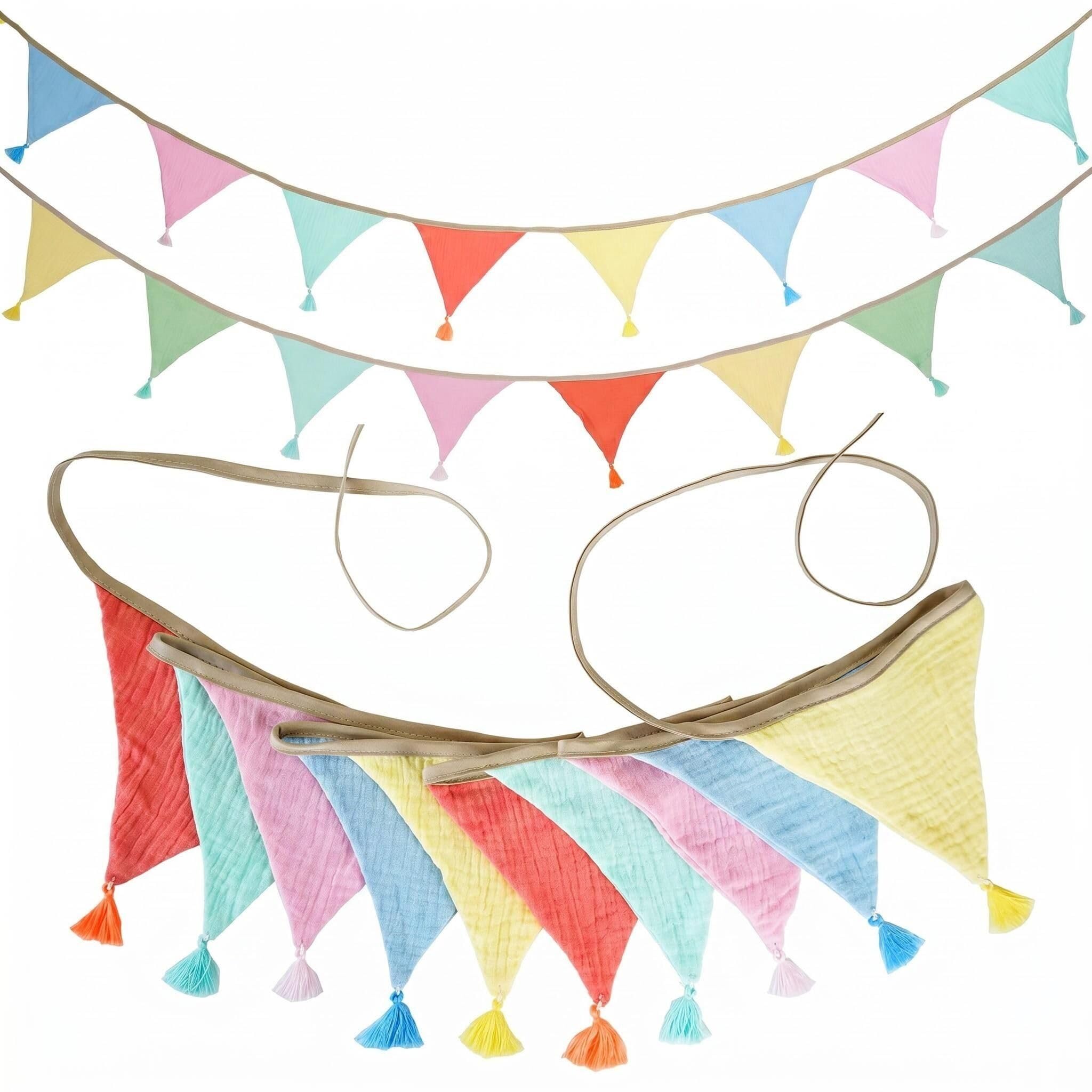 SHIFANQI 20Pcs Fabric Bunting, Double Sided 5.2m Cotton Bunting, Triangle Garland Fabric Banner for Vintage Themed Wedding Afternoon Tea Garden Party & Outdoor Decor