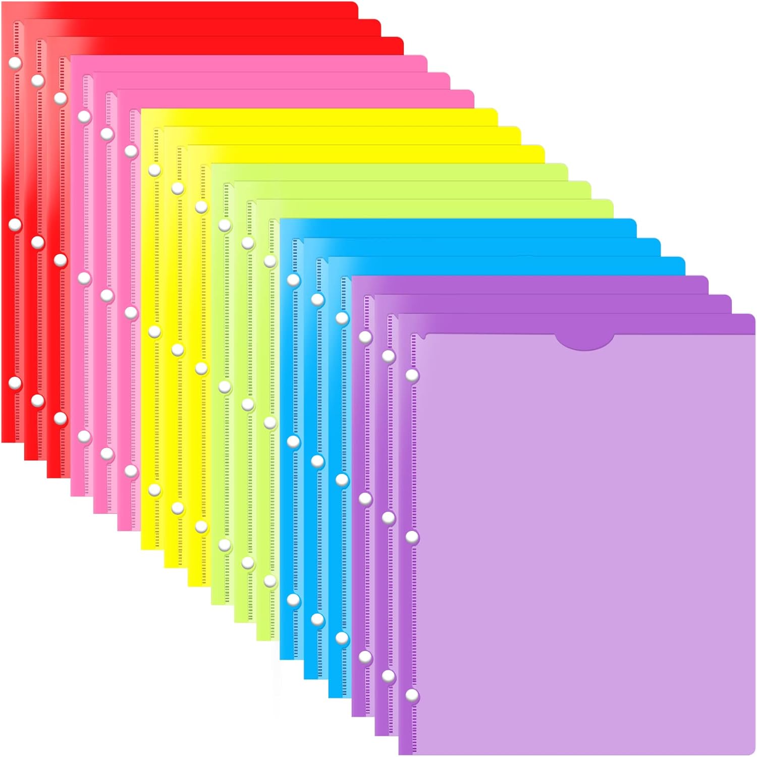 Heavy Duty Plastic Folders with Clear Front Pocket and 3 Prongs - Assorted Colors, Letter Size, 18 Pack