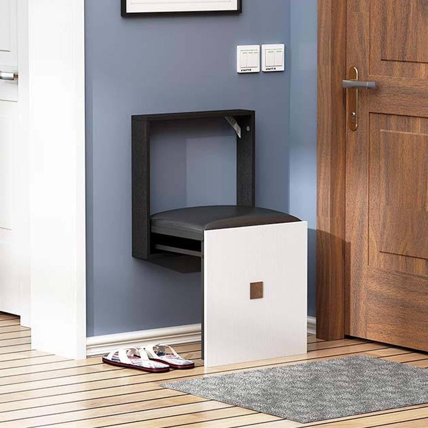 Asiento de ducha plegable montado en la pared, de bambú, banco de baño, silla de ducha que ahorra espacio, elegante asiento de vestíbulo portátil para el hogar y diseño elegante