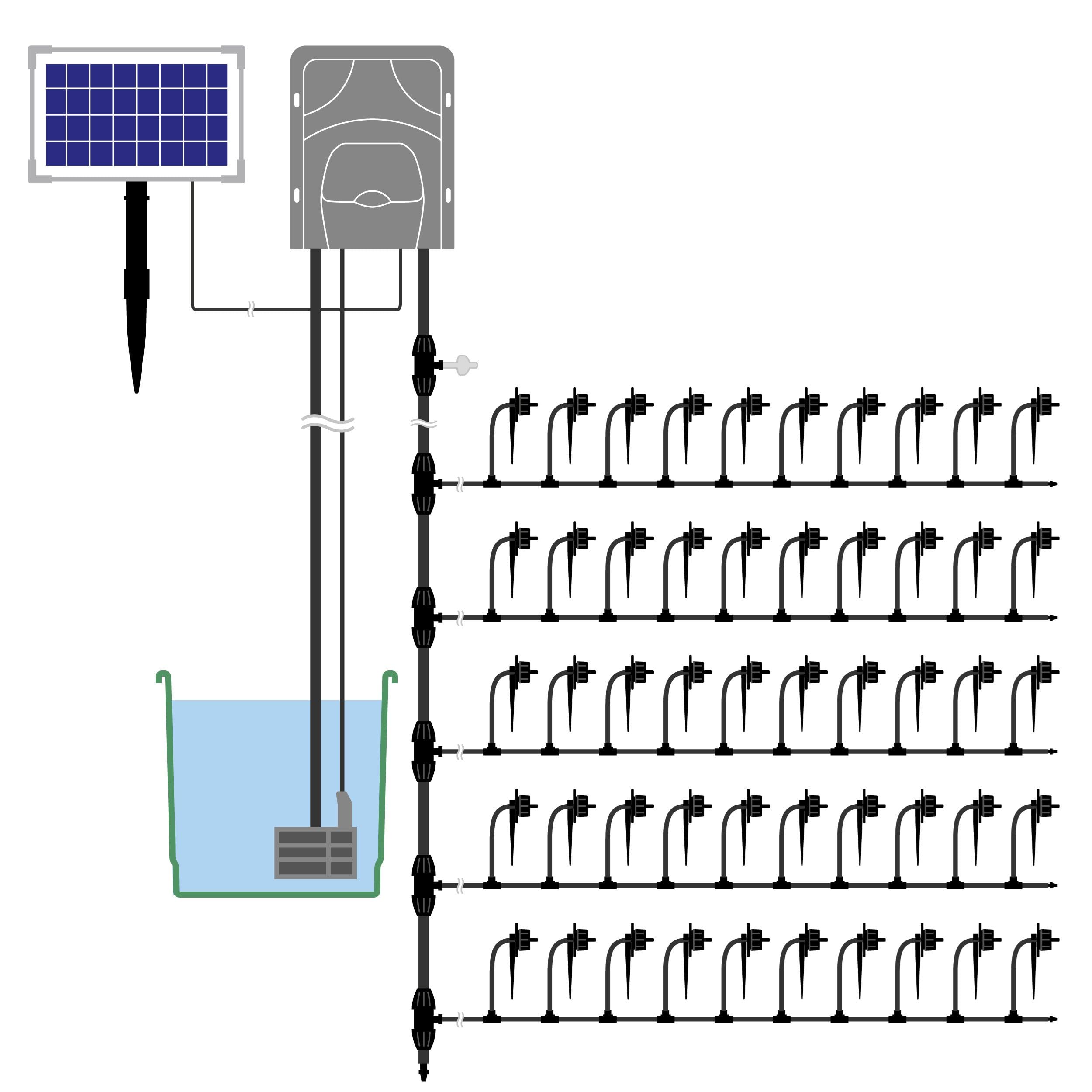 Esotec Solaire Système D'Hyrrigation Waterdrops Professional - Automatique Tröpfchenbewässerung Pour Jusqu'À 50 Plantes - Simple Et Individuel - pour Jardin Et Plantes Conteneurisées (101120)