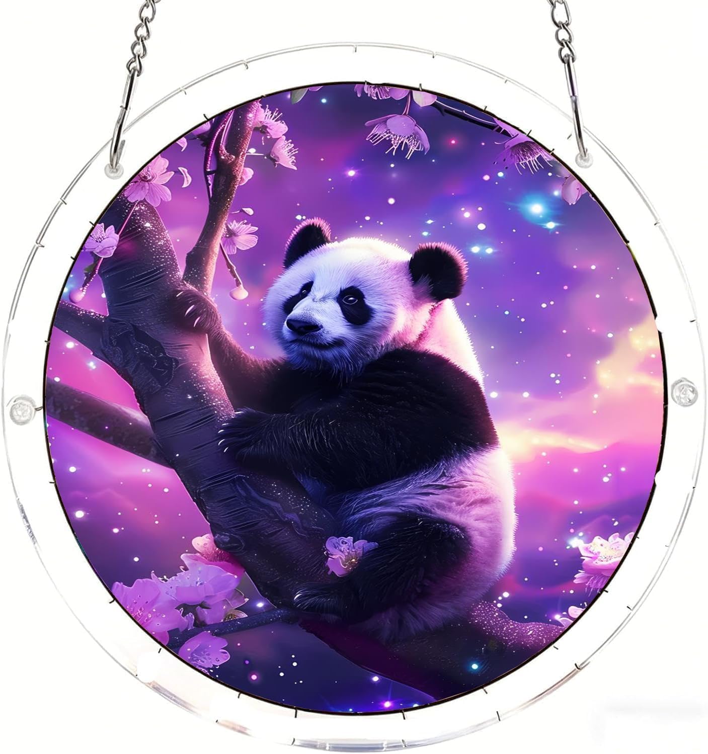 The Panda Sitting in The Tree Acrylic Jigsaw Puzzles Suncatcher, 7.4 Inch Window Hanging Suncatcher Acrylic Puzzle, DIY Home Decor Art Gift