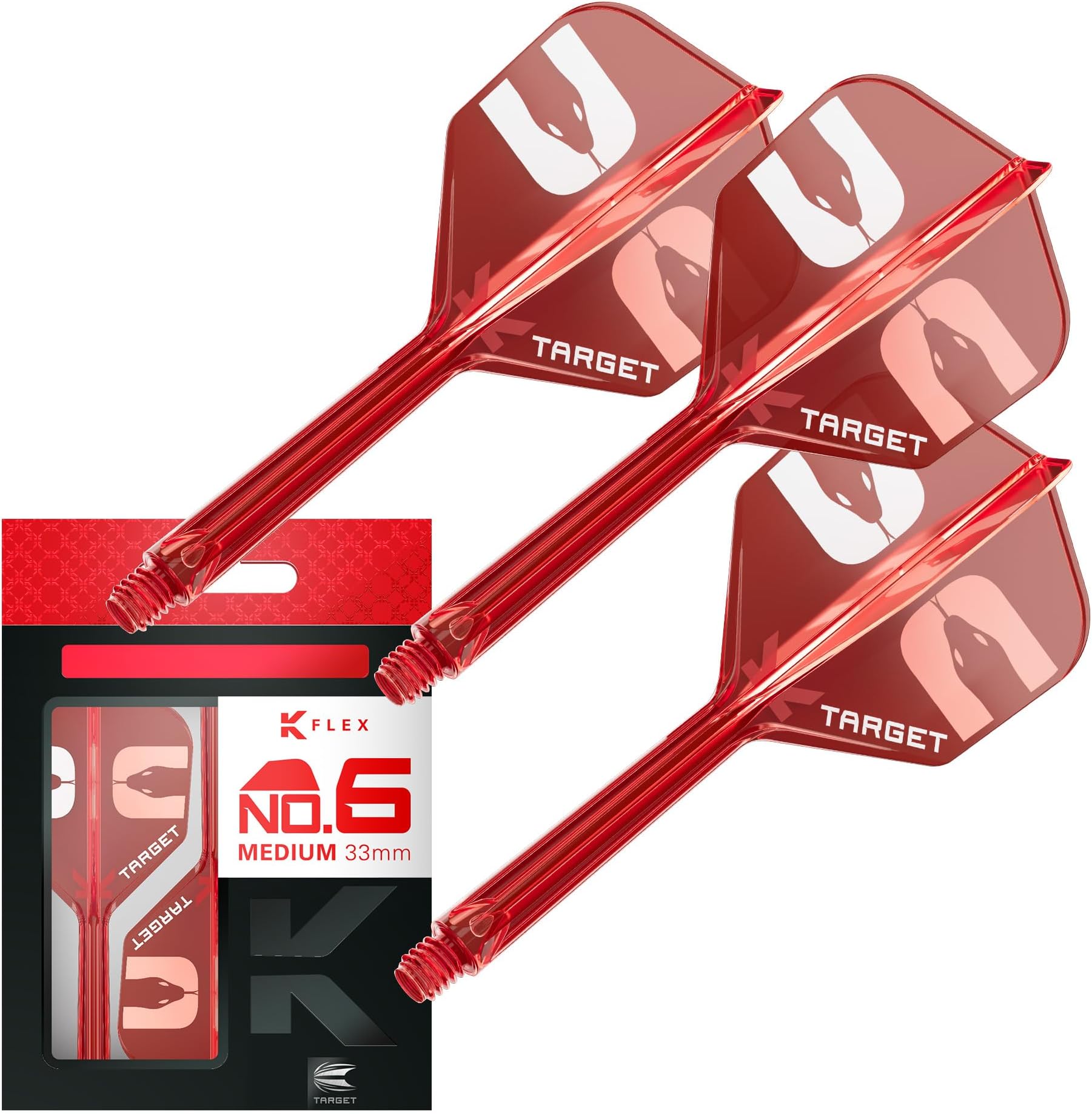 Nathan Aspinall โASPโ K-Flex Flight & Shaft System, Red | No.6 Kflex โ Medium (33mm) All-in-One K Flex Flights and Shafts, Professional Dart Accessories