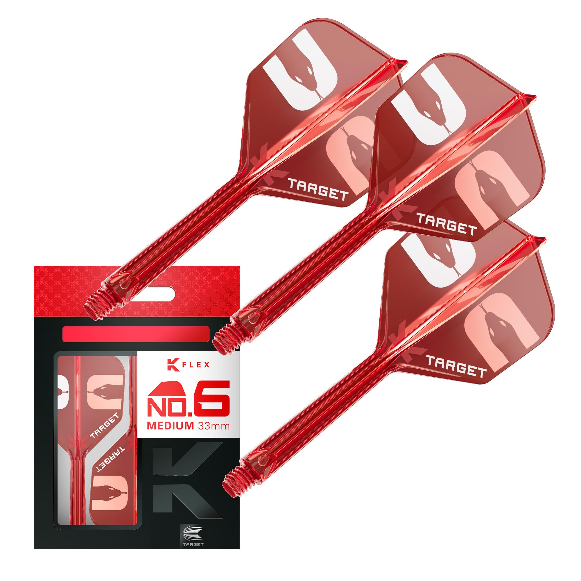 Nathan Aspinall “ASP” K-Flex Flight & Shaft System, Red | No.6 Kflex – Medium (33mm) All-in-One K Flex Flights and Shafts, Professional Dart Accessories