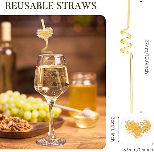 Miniatura 6 de VIDELLY 24 popotes de corazón, popotes de plástico reutilizables con purpurina, pajitas de verano para beber vino de soda, para el día de San