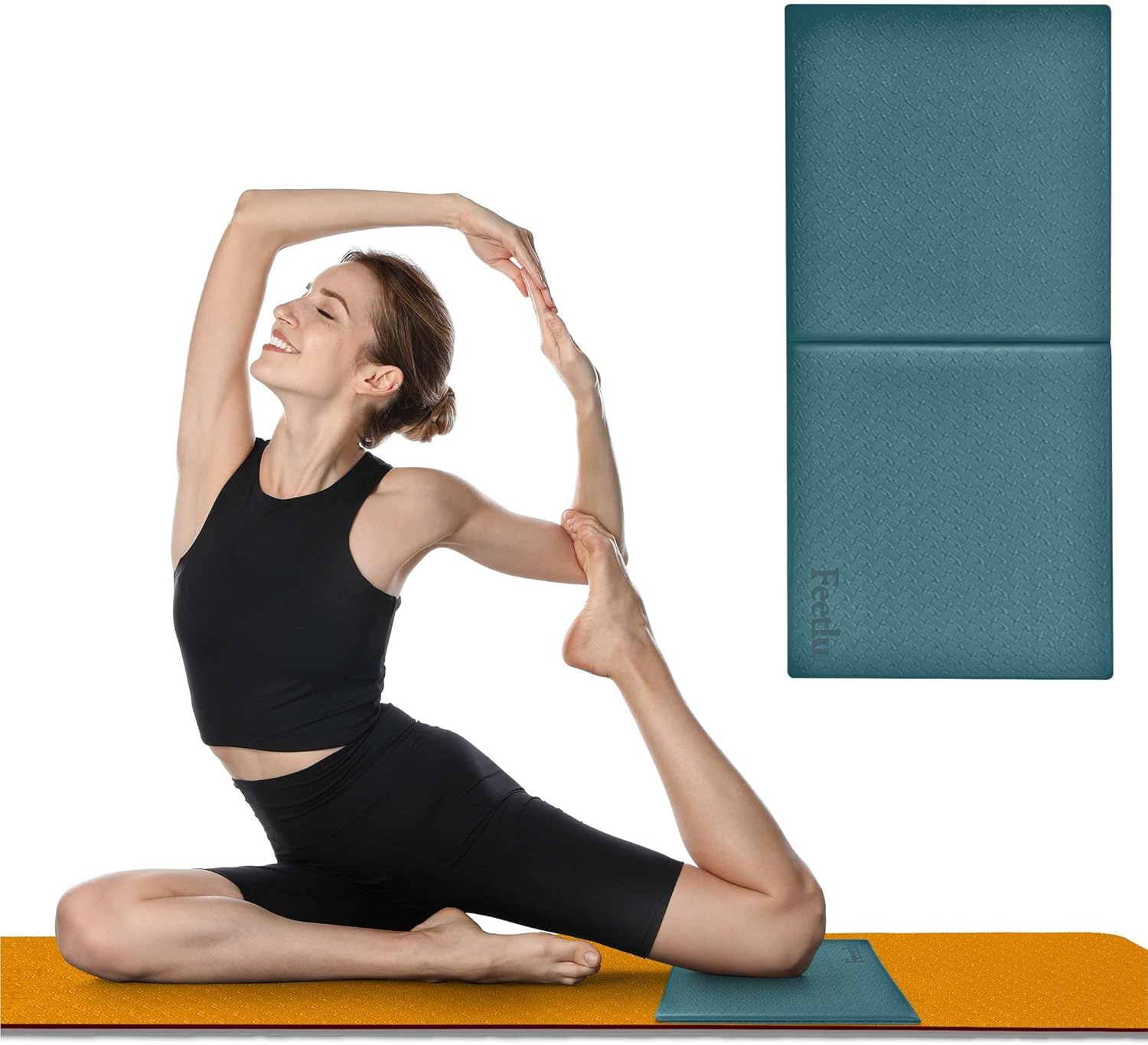 Yoga Knee Pad Cushion Exercise Knee Pad Folding, 1/2″ Thick 24″x12″ Eliminate Pain During Yoga or Exercise Workout– Extra Thick Padding& Support for Yoga Pilates, Fitness Exercise