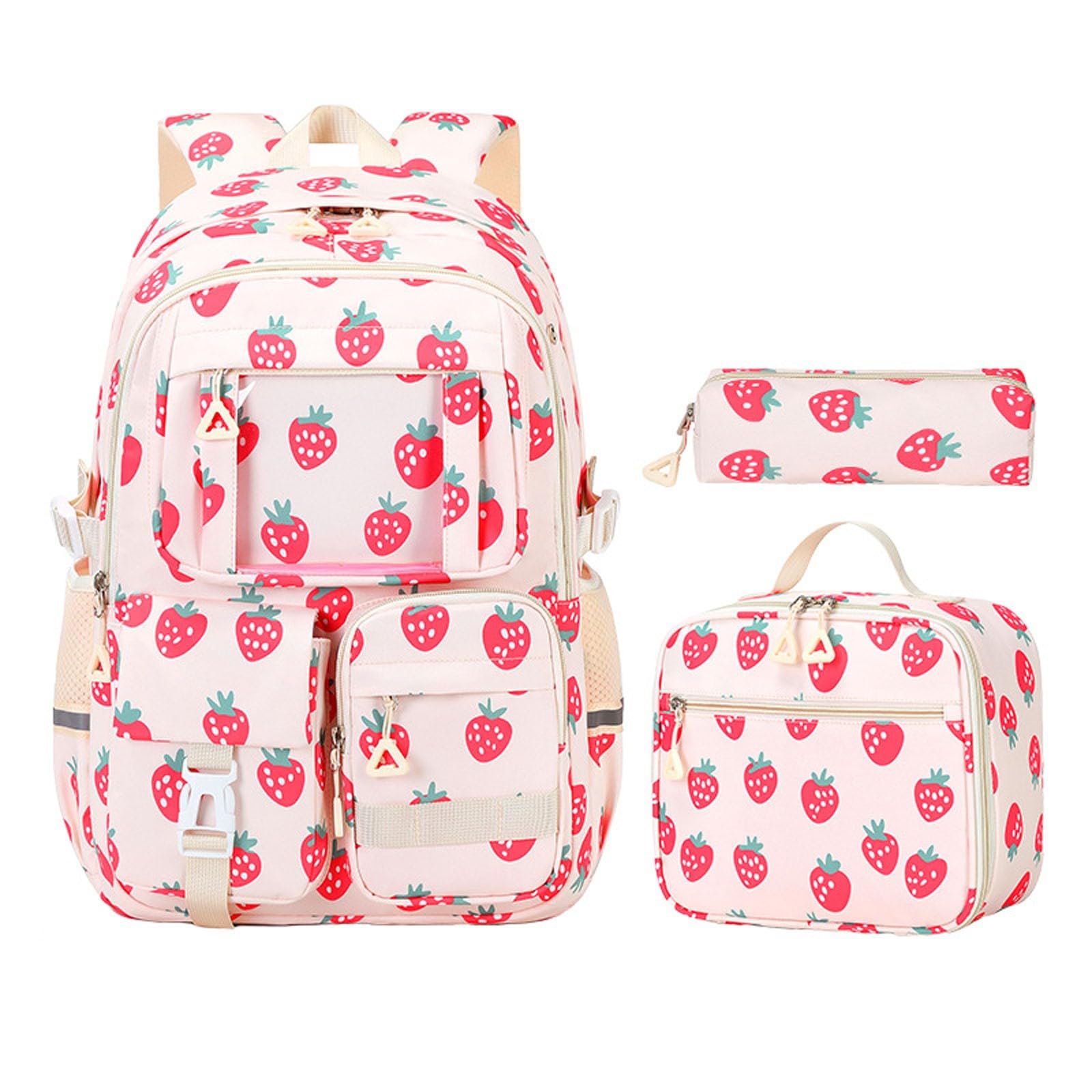 Set Di 3 Zaini Per La Scuola Per Ragazze, Zaino Impermeabile Con Borsa Per Il Pranzo E Astuccio, Borsa Termica Per Il Pranzo, Borsa Per Libri Multi-Tasca Per Bambini, Adolescenti E Studenti, Per La