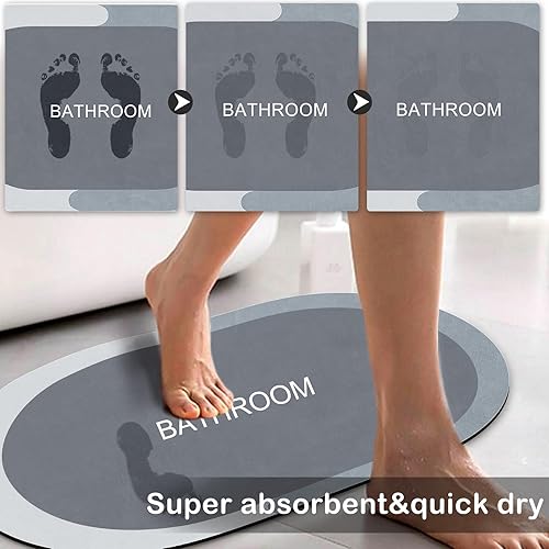 Miniatura 3 de Alfombra de baño antideslizante, absorbente, delgada, lavable, fácil de limpiar, de goma natural (20 x 32 pulgadas, azul)