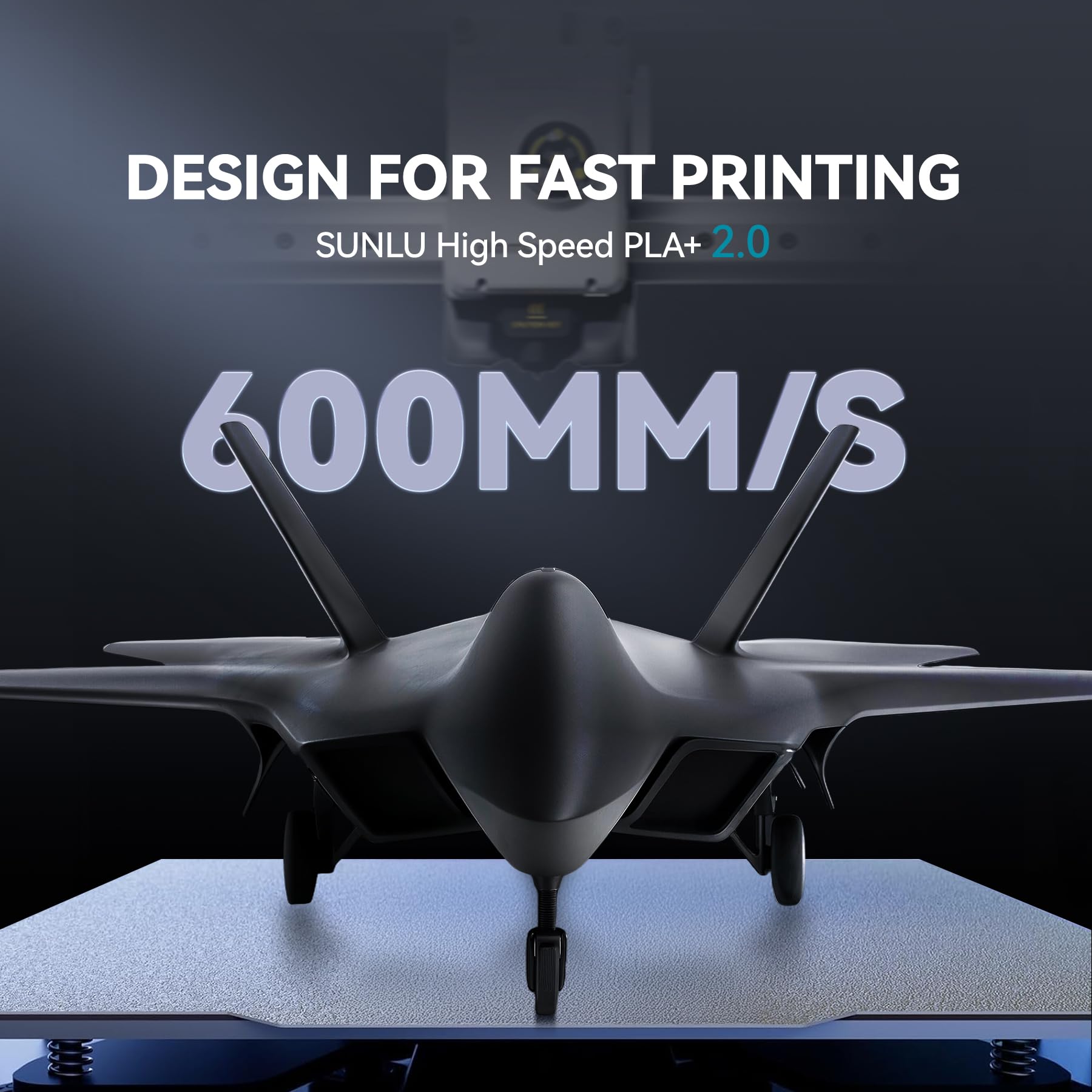SUNLU 10KG High Speed PLA+2.0 Filament 1.75 Schwarz, PLA Plus 2.0 Filament | 600mm/s Hochgeschwindigkeits Filament PLA+ 2.0, Hohe Zähigkeit & Schlagfestigkeit, 10-Spulen Schwarz