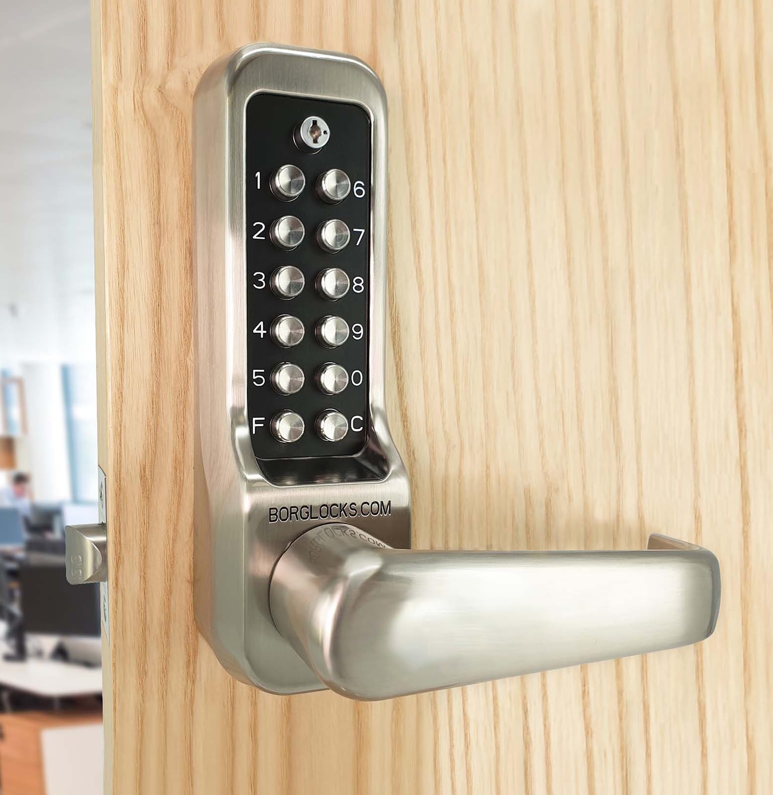 Borg Locks Silver Borg Bl7001 Ss Ecp – Heavy Duty Lever Turn Keypad With Internal Lever Handle, Tubular Latch & On The Door Code Change Functionality
