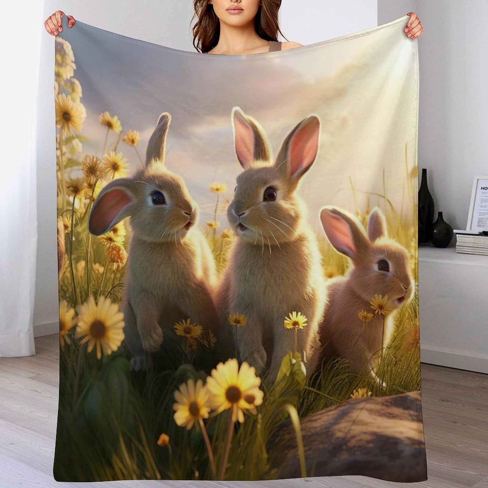 Couverture lapin douce et moelleuse au toucher haut de gamme