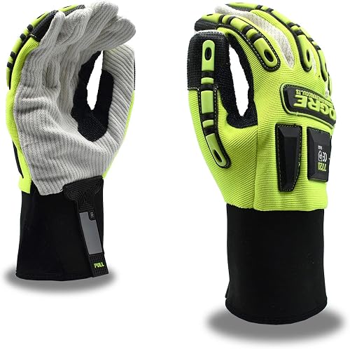 Cordova 7720 High-Visibility Impact Gloves, Corded Canvas Palm, Spandex Back, TP