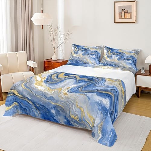 Erosebridal Preppy Marble Grain Bed Sheets Set for Men Women, Geometric Minimali