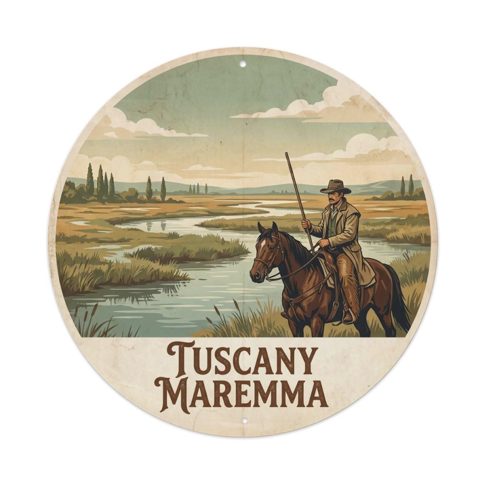 Maremma Butteri Culture Tuscany Travel Countryside Metal Tin Sign