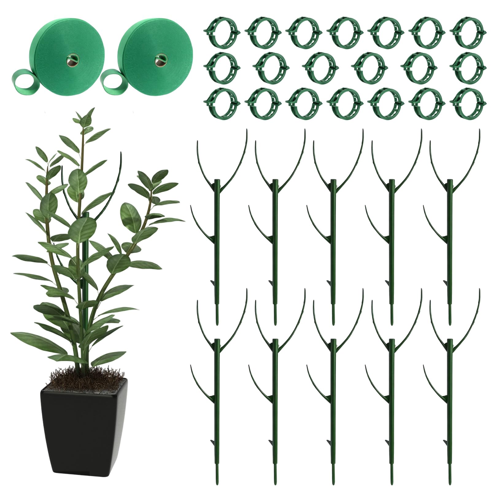 EujRcf 10 Pack Stackable Plant Support Stakes, Plant Supports for Indoor Plants, Climbing Plant Support, Garden Plant Supports, Garden Stakes Trellis for Climbing and Potted Plants Pothos Flowers