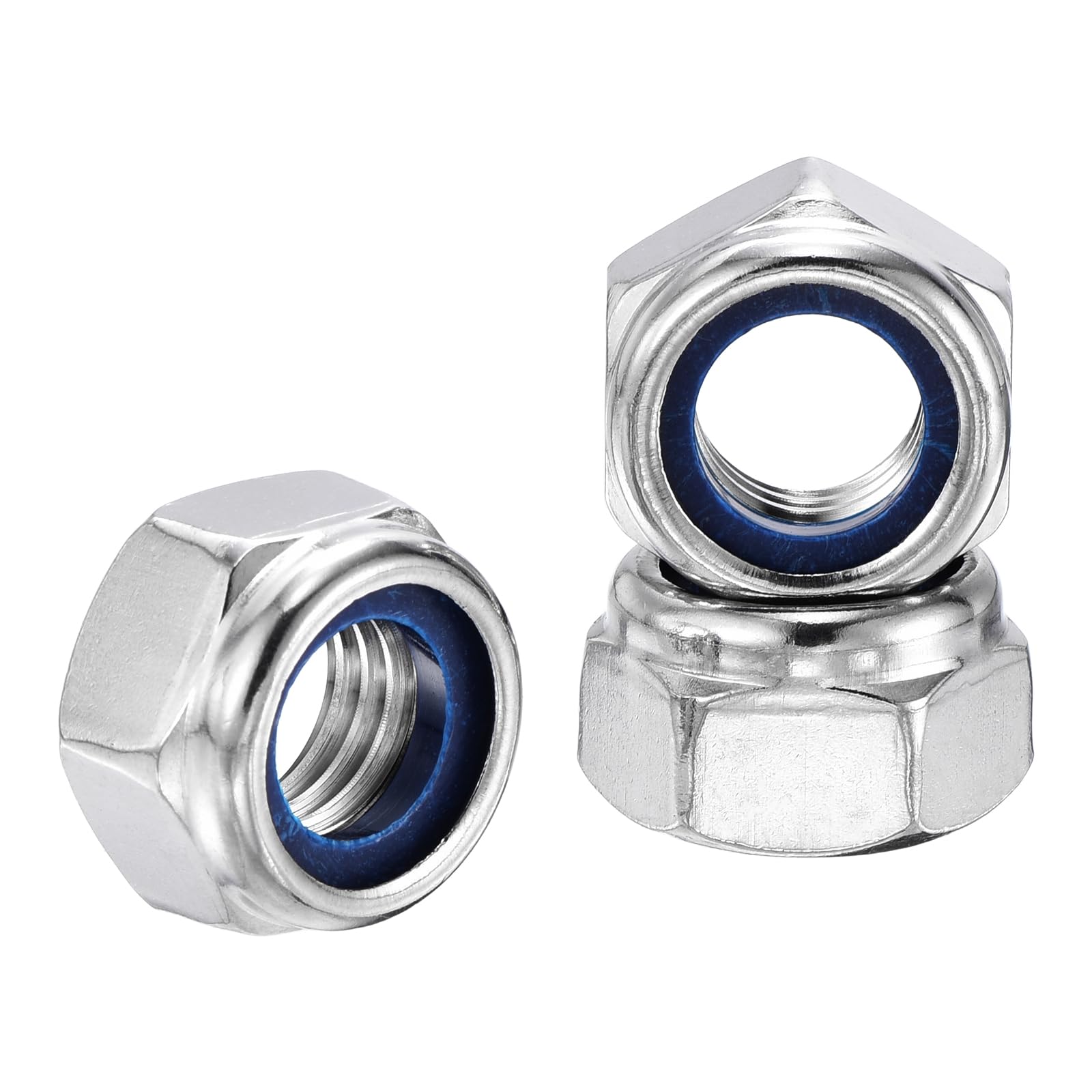 Kozelo 10Pcs Nylon Locking Hex Nuts - [M14-2], 304 Stainless Steel Hardware Nuts, Silver, for Automotive, Aerospace, Industrial Applications Use — image 1
