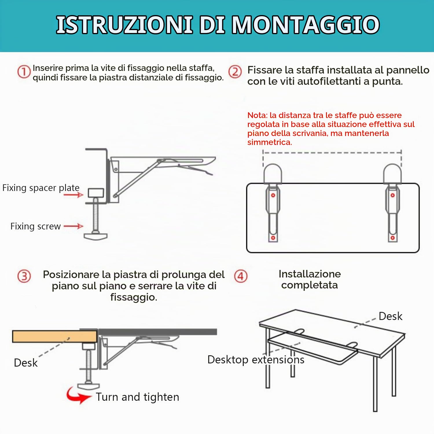Vassoio estensibile ergonomico da scrivania, 65 cm x 25 cm, supporto per tastiera, morsetto senza punzonatura sul ripiano di estensione della scrivania, supporto per gomito del computer, per