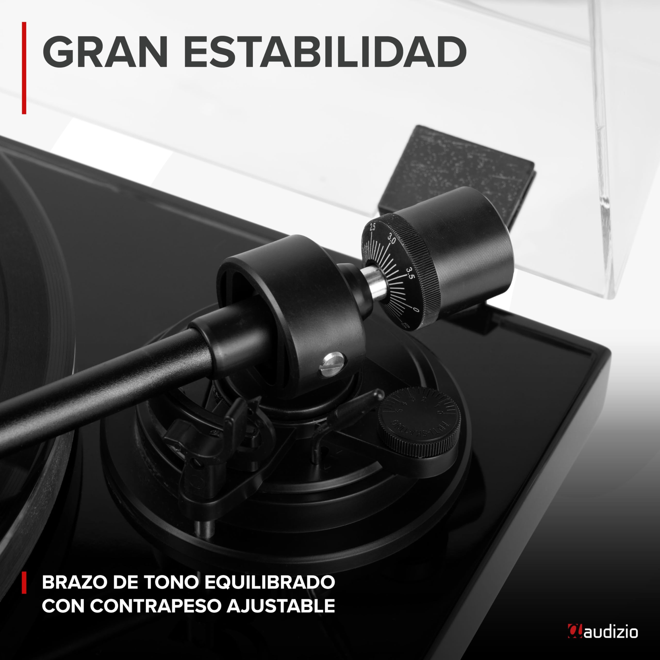 Audizio Toledo - Tocadiscos con Bluetooth Acabado Negro 33/45 RPM estéreo | Bluetooth y salida RCA incorporados, cápsula Audio Technica, sonido estéreo, para digitalizar tu colección de discos