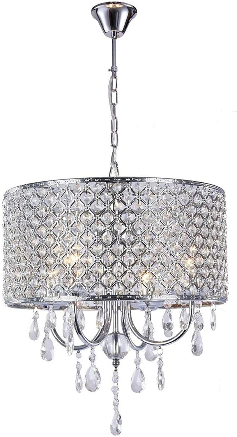 Luminaire suspendu argenté et cristal au design contemporain haut de gamme