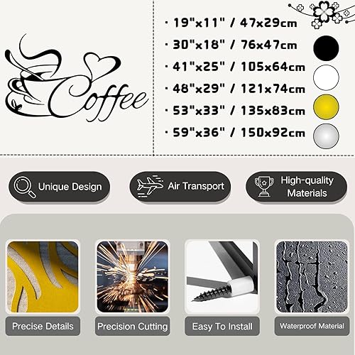 Miniatura 3 de Oxzcimty Arte de pared de taza de café de metal, decoración de pared de café, arte de pared de metal para cafeterías, cocina, comedor, bar, sala de