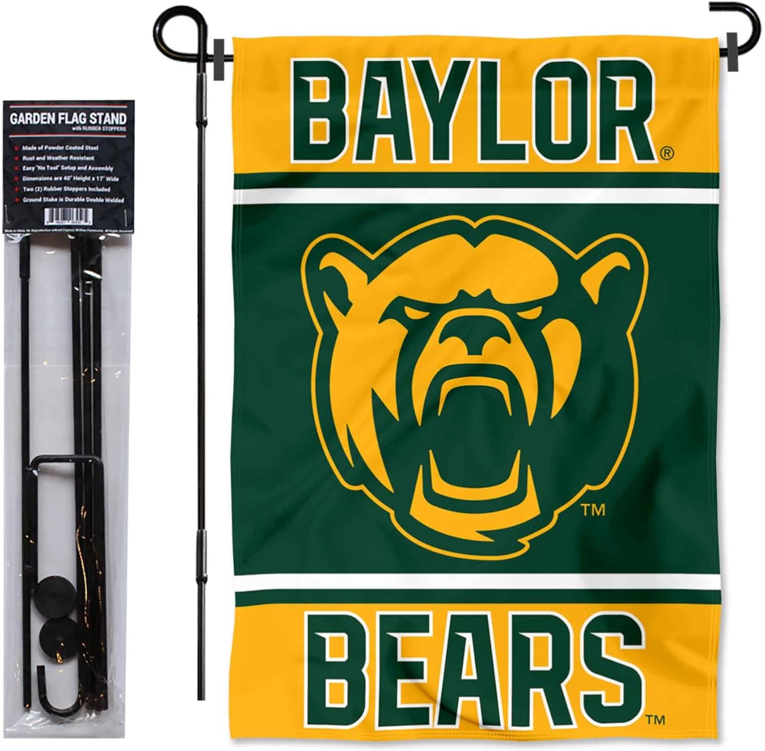 Baylor Bears New Bear Garden Flag with Stand Holder - Image 2
