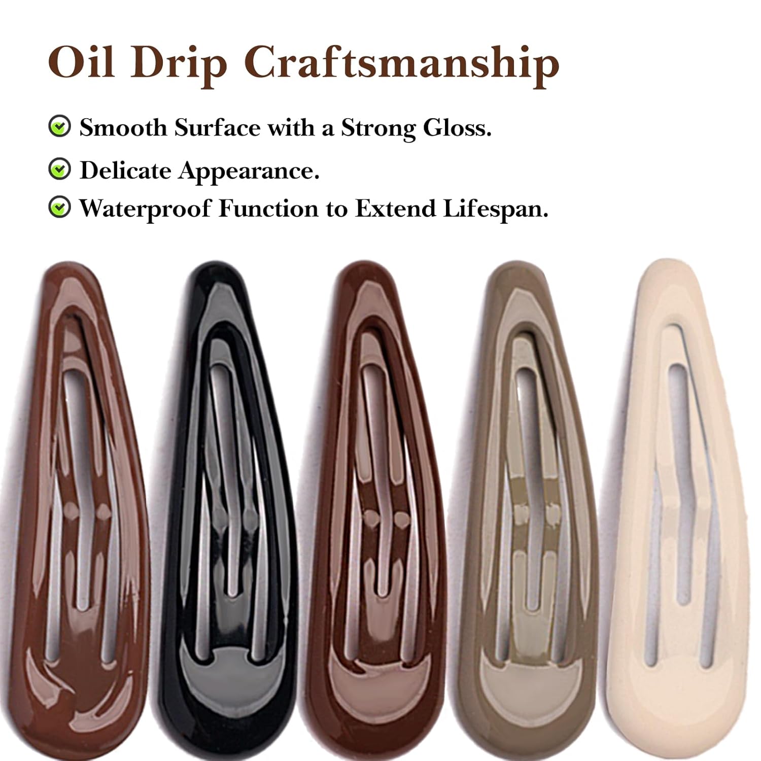 20 Pieces No-Slip Water Drop Hair Clips – Snap Barrettes for Women, 1.96 Inch, Simple & Elegant Design - Image 3