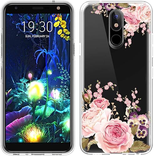 Miniatura 2 de Funda para LG K40, para LG K12 Plus/para LG X4 2019 Funda de teléfono con flores, Ueokeird Slim a prueba de golpes transparente patrón floral suave