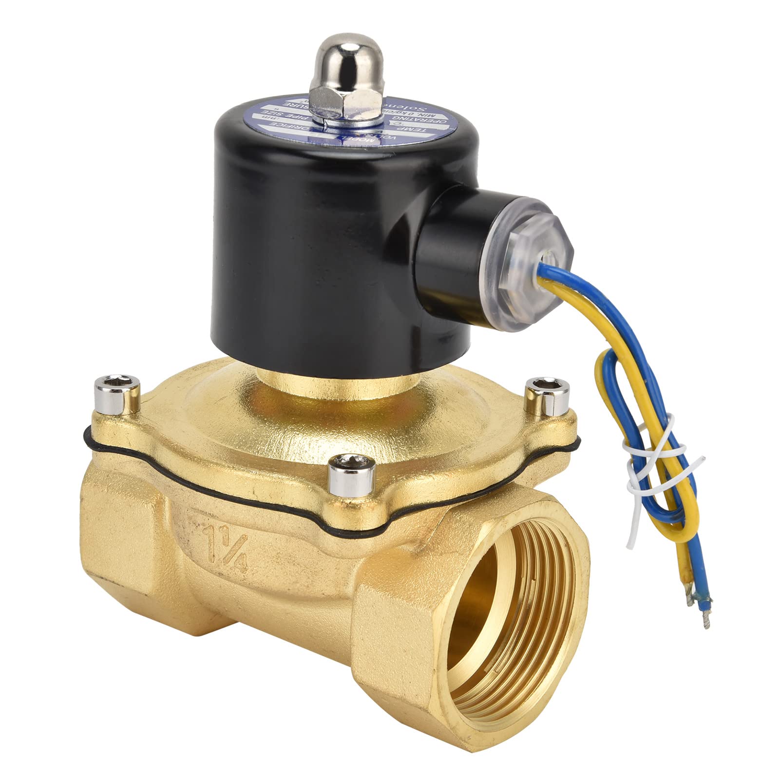 Cocoarm Magnetventil, Messing, Elektrisches Magnetventil 1-1 4 Zoll, Normalerweise Geschlossen, 32 Mm Direktantriebsmembran für Wasser, Luft, Öl, 14 Bis 176 Fahrenheit, Einfache Installation (AC24V)