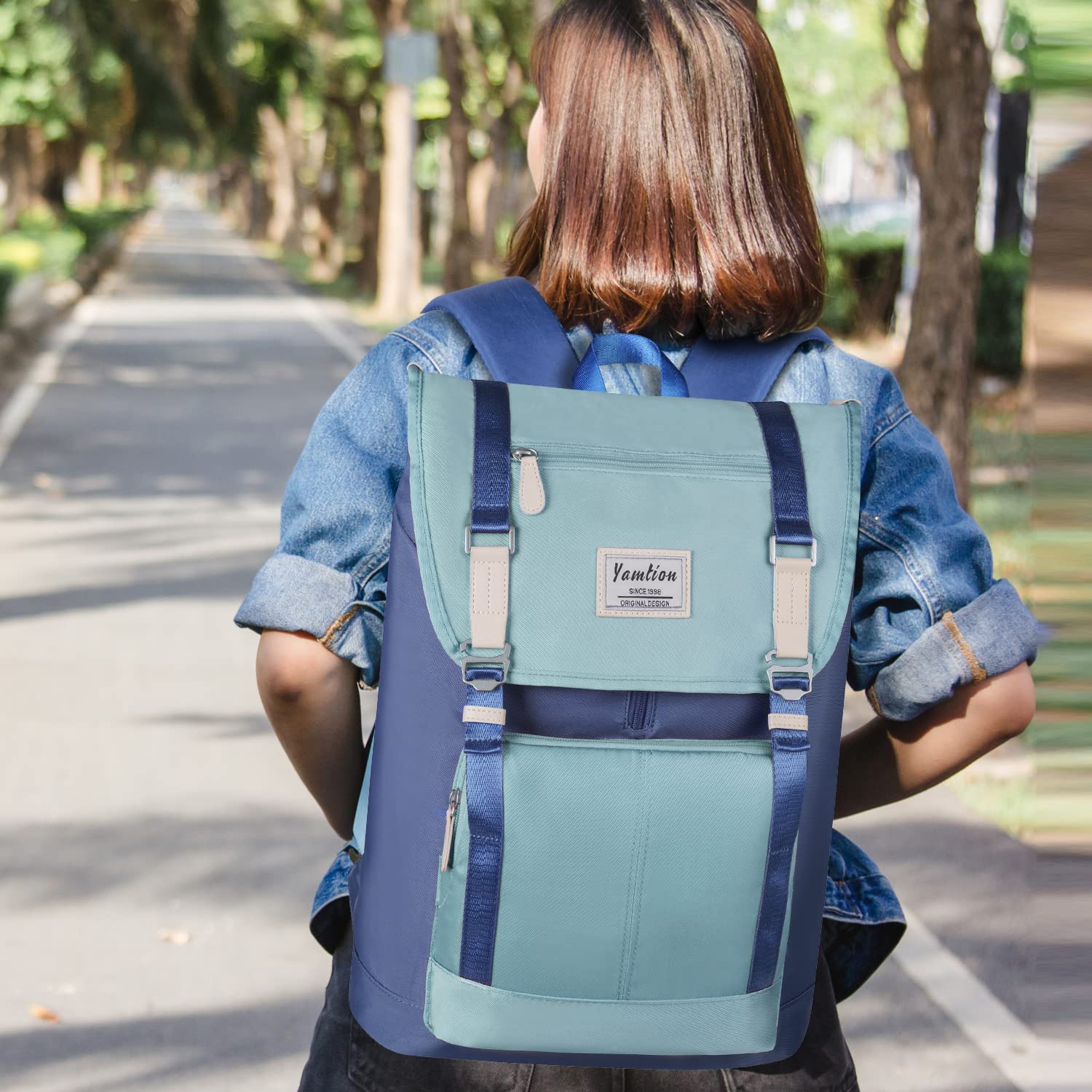 YAMTION Sac à Dos pour Ordinateur Portable 17 Pouces pour Femmes et Hommes,Sac à Dos d'École Sac Lycée Sac Scolaire Cartable Collège Sacoche pour Filles et Garçons
