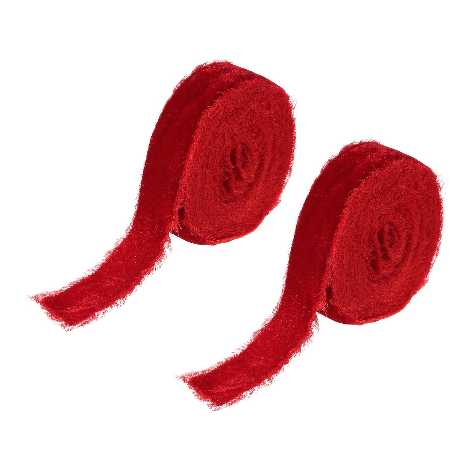 Ruban en velours effiloché PATIKIL rouge 2,5 cm pour invitations de mariage et bouquets