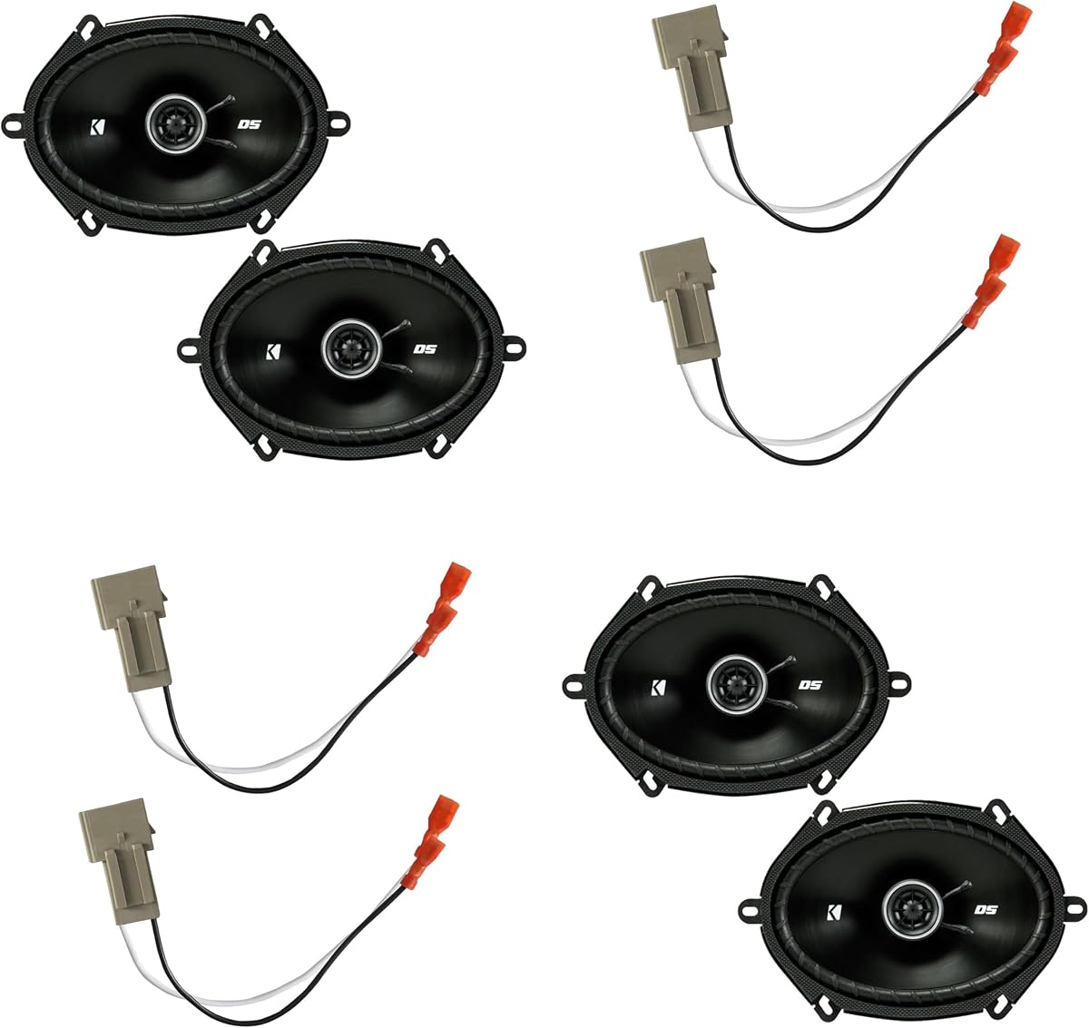 Altavoces KICKER de 6 x 8 pulgadas para Ford F-250/F-350/F-450/F-550 1999-2004 Kit de actualización – Paquete de 4 series CS con arnés, audio coaxial para puerta delantera y puerta trasera o altavoz de panel lateral 43DSC6804