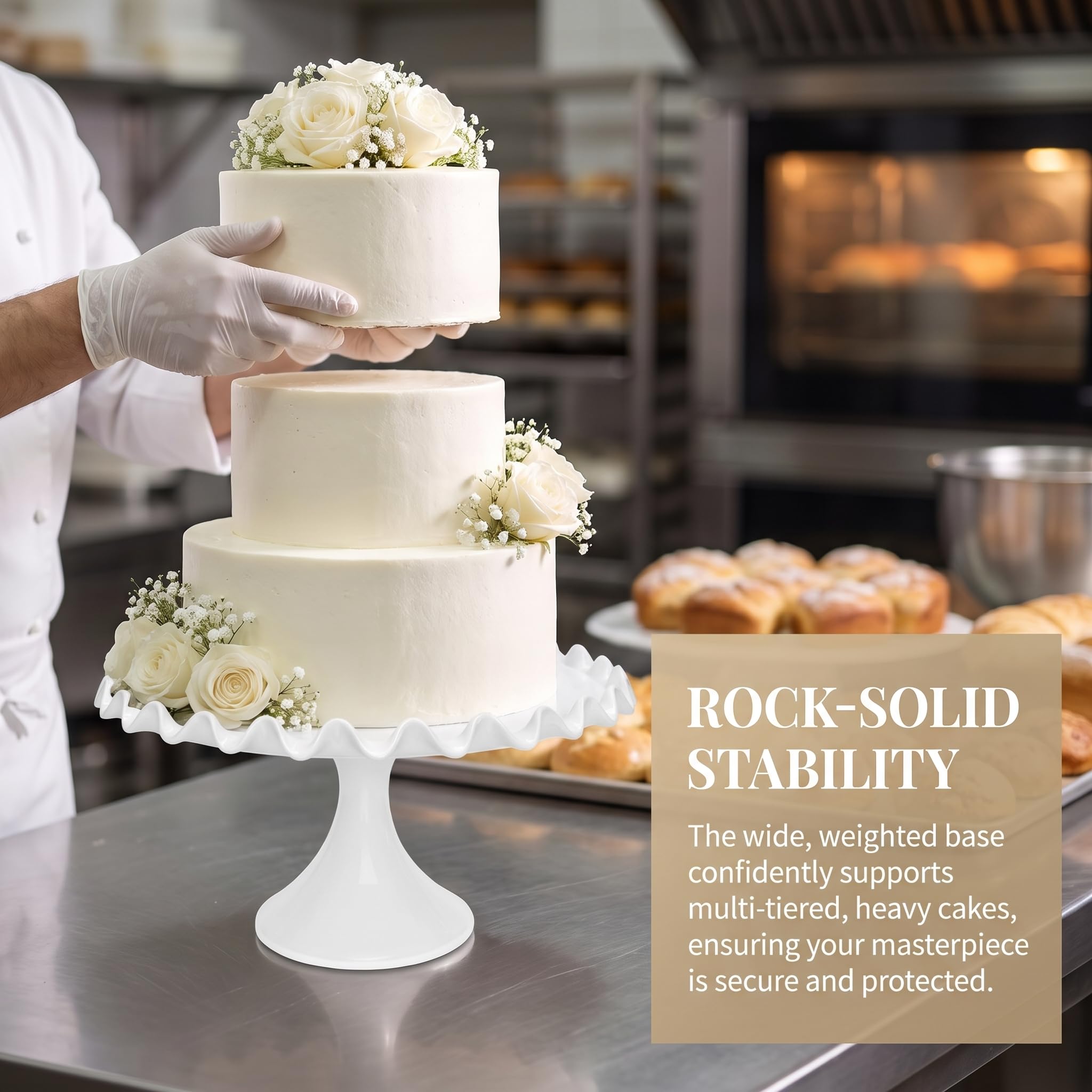 Soporte redondo de porcelana para tartas de 12 pulgadas, soporte de postre blanco para bodas, fiestas de cumpleaños