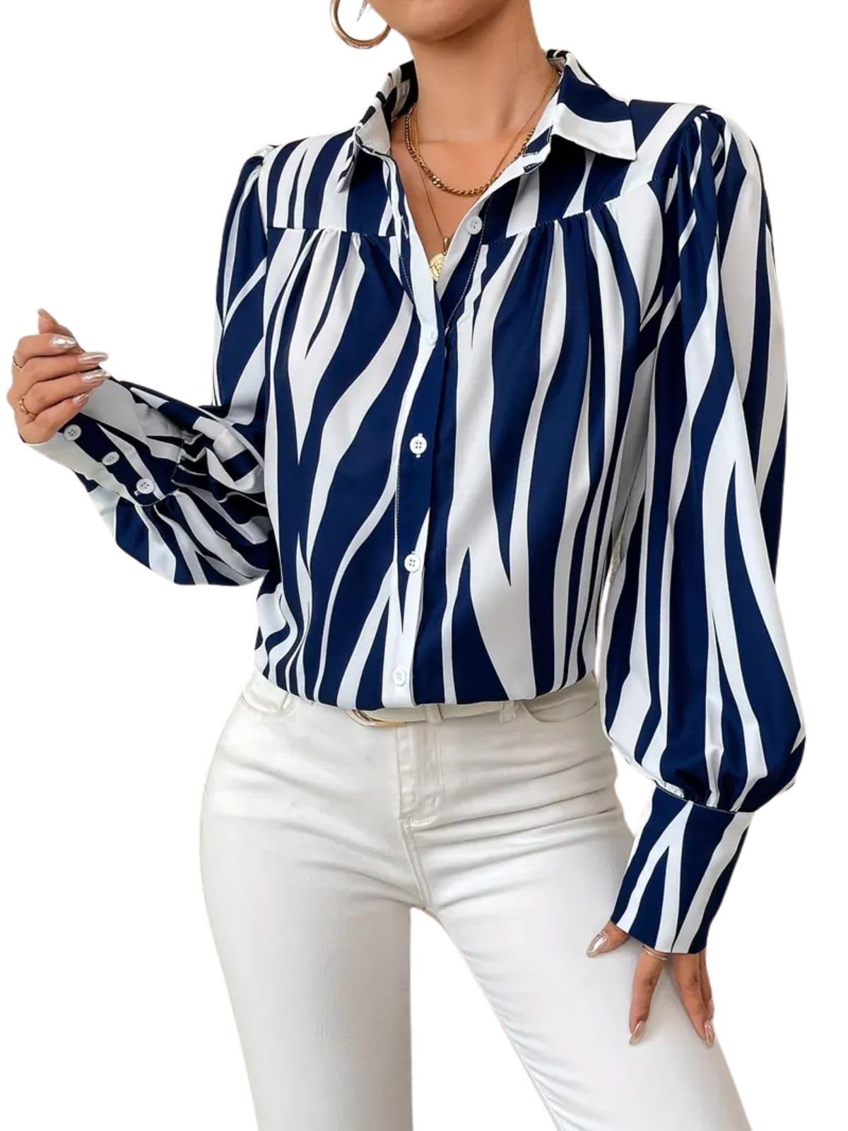 GRECIILOOKSShirts for Women – Korean Style Long Sleeve Oversized Button Down | Plus Size Workwear Top for Office & Casual Wear (Available in Plus Size and Combo Pack of 2)