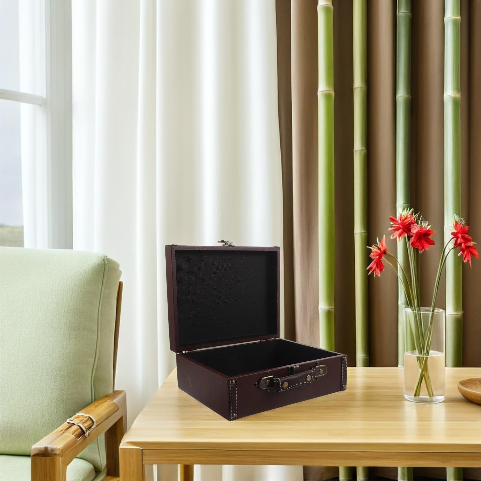 Scatola Decorativa Retrò Design Britannico in Legno e PU Portatile